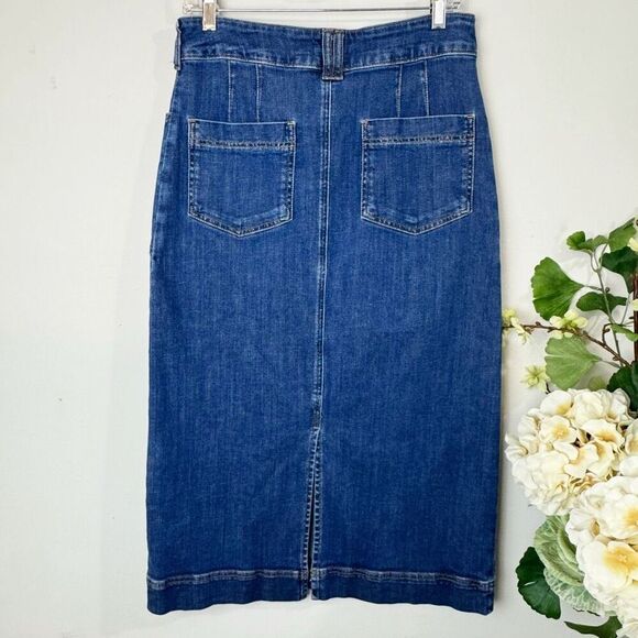 ANTHROPOLOGIE | pilcro the skipper seamed midi skirt | 6 | medium wash denim - Picture 6 of 12
